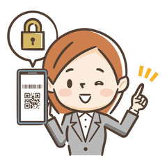 QRコード決済　笑顔の若い女性