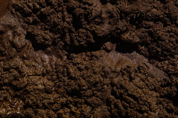 moist raw watery river sand texture background dark brown