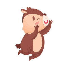 Cartoon chipmunk jumping. Vector illustration on white background.