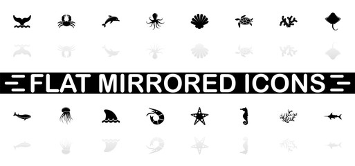 Marine Life - Flat Vector Icons