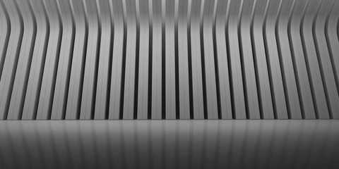 Abstract of concrete space with sun light cast shadow on the surface,Smooth rhythm structure design,Perspective of brutalism  architecture,3d rendering	