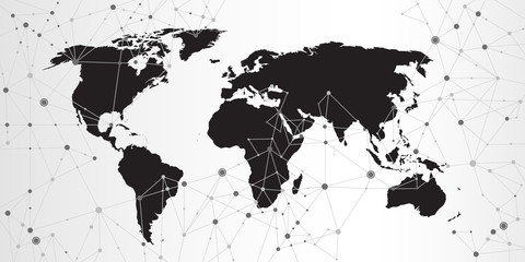Obraz na płótnie Canvas World map triangle geometric connection background