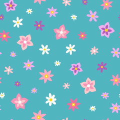 Floral seamless pattern. Vector background with colorful flowers