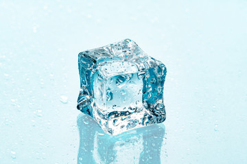 ice cubes on blue background