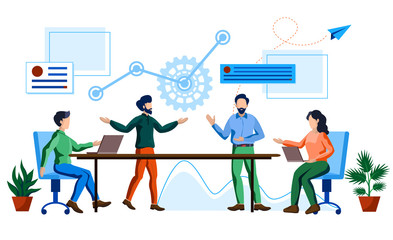 team discussing, meeting, presentation