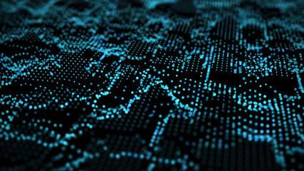 Fototapeta premium Wave 3d. Cybernetic futuristic background. Big data. Abstract grid illustration.