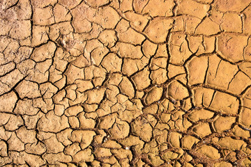 Background of brown cracked soil with rough texture and beautiful pattern.