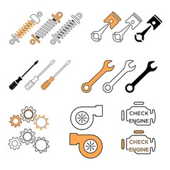 Mechanical icon set car repair - Vector