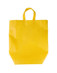 yellow eco cloth  shopping bags isolated on White Background with clipping path