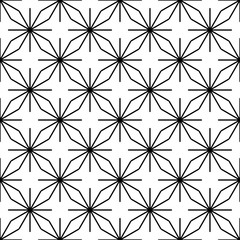 Fototapeta premium Seamless linear pattern, abstract seamless flovers, screen print texture, black and white background. Vector illustration