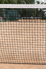 Close-up tennis net on court