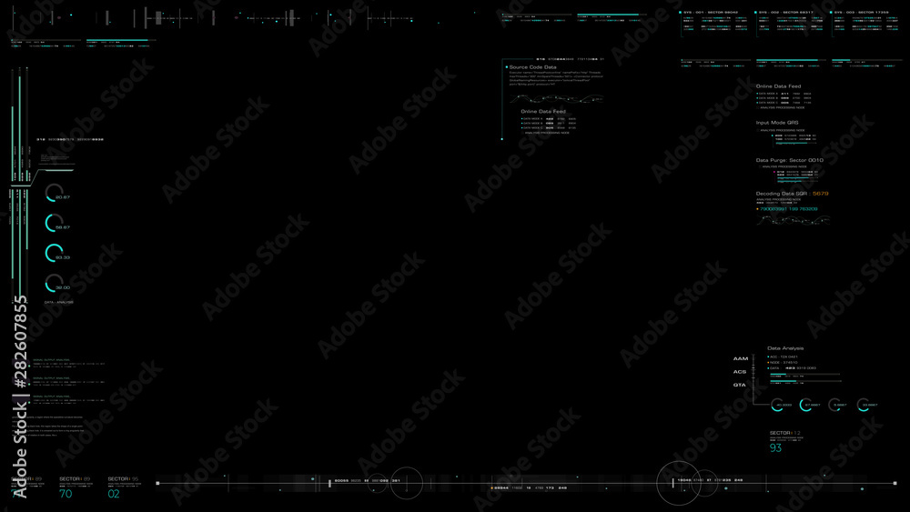 Poster Advance motion graphic futuristic user interface head up display screen with Holographic electromagnetic engine with gravitational fields energy particles wave and digital data telemetry information