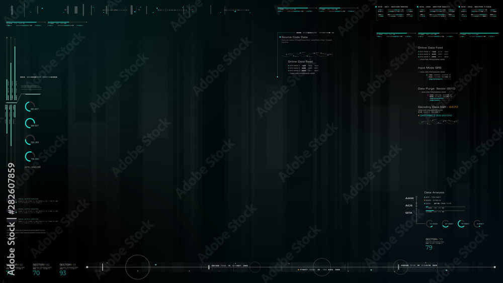 Poster Advance motion graphic futuristic user interface head up display screen with Holographic electromagnetic engine with gravitational fields energy particles wave and digital data telemetry information