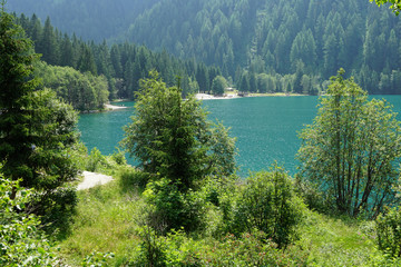 beautiful lake Antholz, South Tyrol, Italy