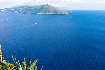 Italy, Capri, view of the splendid blue sea from the top of the island