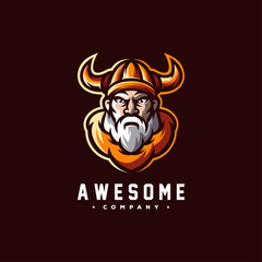 awesome bearded viking logo design