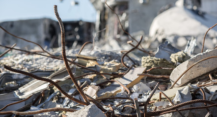Leftovers of demolished building of the trade center in Gdynia, Poland