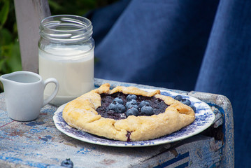 Summer sweet pie cake galette with  blueberry