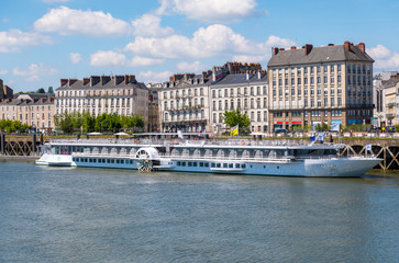 Obraz premium The cruise ship Loire Princess moored during a stopover in Nantes, France