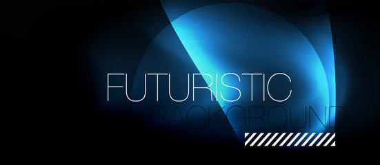 Dark background with neon color waves, vector template