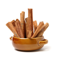Cinnamon on a white background
