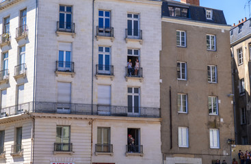 View historic buildings in downtown of Nantes, France