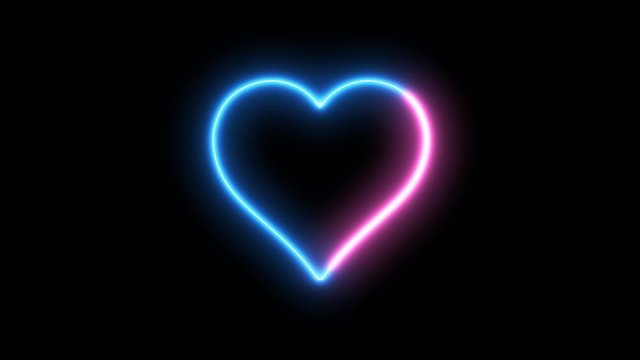 Heart with neon, glowing lights. Romantic and love symbol, creative abstract light. 