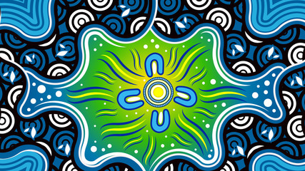 Illustration based on aboriginal style of background.
