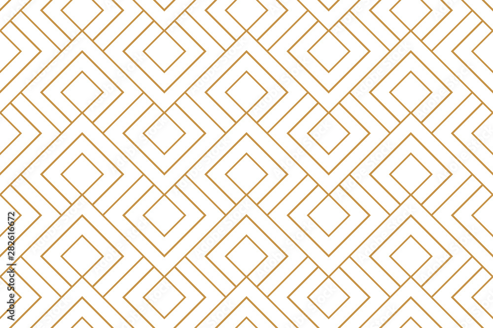 Poster The geometric pattern with lines. Seamless vector background. White and gold texture. Graphic modern pattern. Simple lattice graphic design