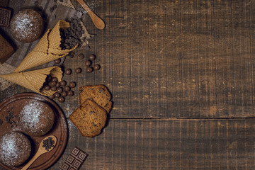 Top view tasty assortment of sweets