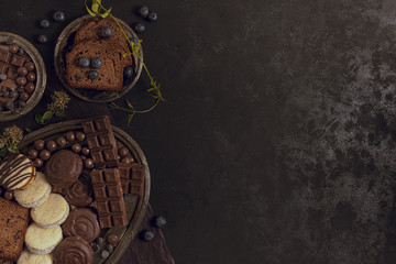 Assortment of delicious types of chocolate