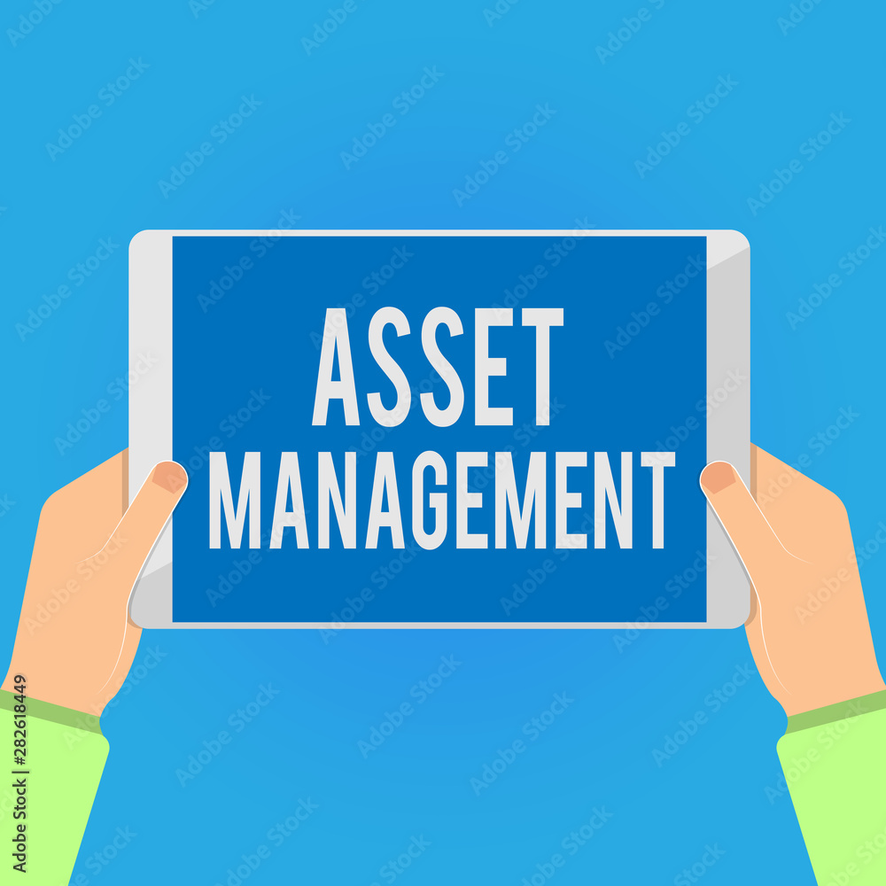 Poster writing note showing asset management. business photo showcasing systematic process of operating and