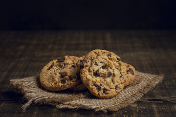 American cookies on burlap fabric