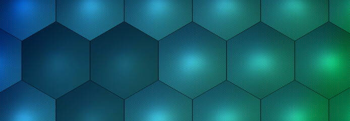 3d ILLUSTRATION, of abstract crystal background, hexagonal texture, wide panoramic for wallpaper