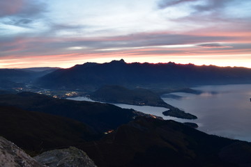Sunrise on New year's Day in Queenstown, New Zealand