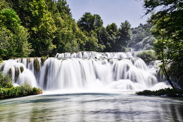 Long exposure shot in Krka waterfalls