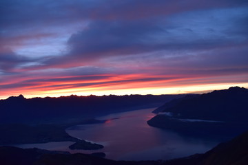 Sunrise on New year's Day in Queenstown, New Zealand