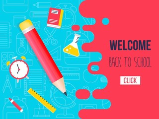 Back to school poster template, vector illustration