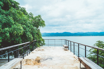 Srinagarind Dam with cloudy sky at kanchanaburi ,Thailand
