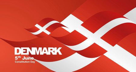 Denmark Constitution Day flag ribbon landscape background