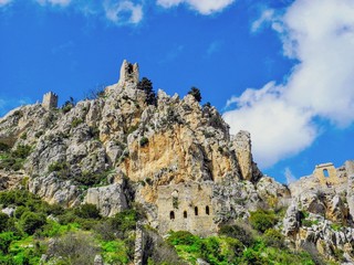 Fototapeta na wymiar Saint Hilarion Castle on a mountain, Kyrenia Girne district, Cyprus