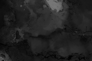 Hand painted black alcohol ink background. Abstract delicate gray texture. Contemporary wallpaper. Fog effect.