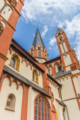 Fototapeta na wymiar Towers of the historic Georgsdom church in Limburg, Germany