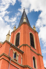 Fototapeta premium Tower of the evangelical church in Limburg an der Lahn, Germany
