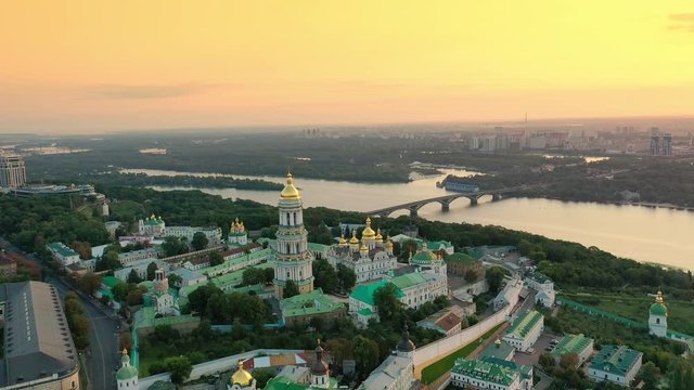 Drone footage Aerial view of Kiev Pechersk Lavra in Kyiv Kiev, Ukraine