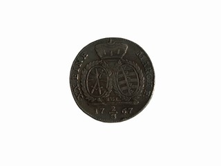  Photo of Saxon coin 2/3 Thaler 1767 isolated on white background