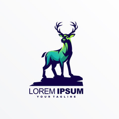 awesome deer gradient logo design