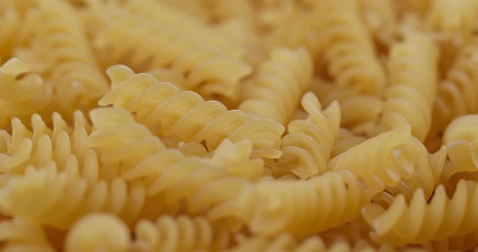 Stack of the dried fusilli rotate