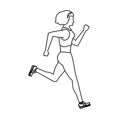 fitness sport lifestyle workout cartoon in black and white