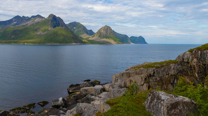 Fototapeta na wymiar Landscape view of Senja Island from Husoy village. Troms county, Norway